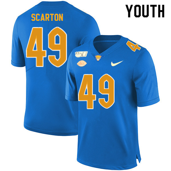 2019 Youth #49 Jake Scarton Pitt Panthers College Football Jerseys Sale-Royal